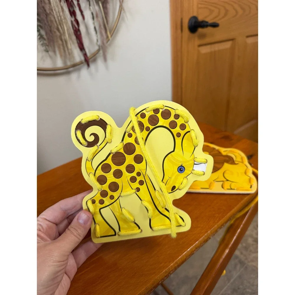 Melissa & Doug Safari Animals Wooden Lacing Cards Set Toddler Educational Toy